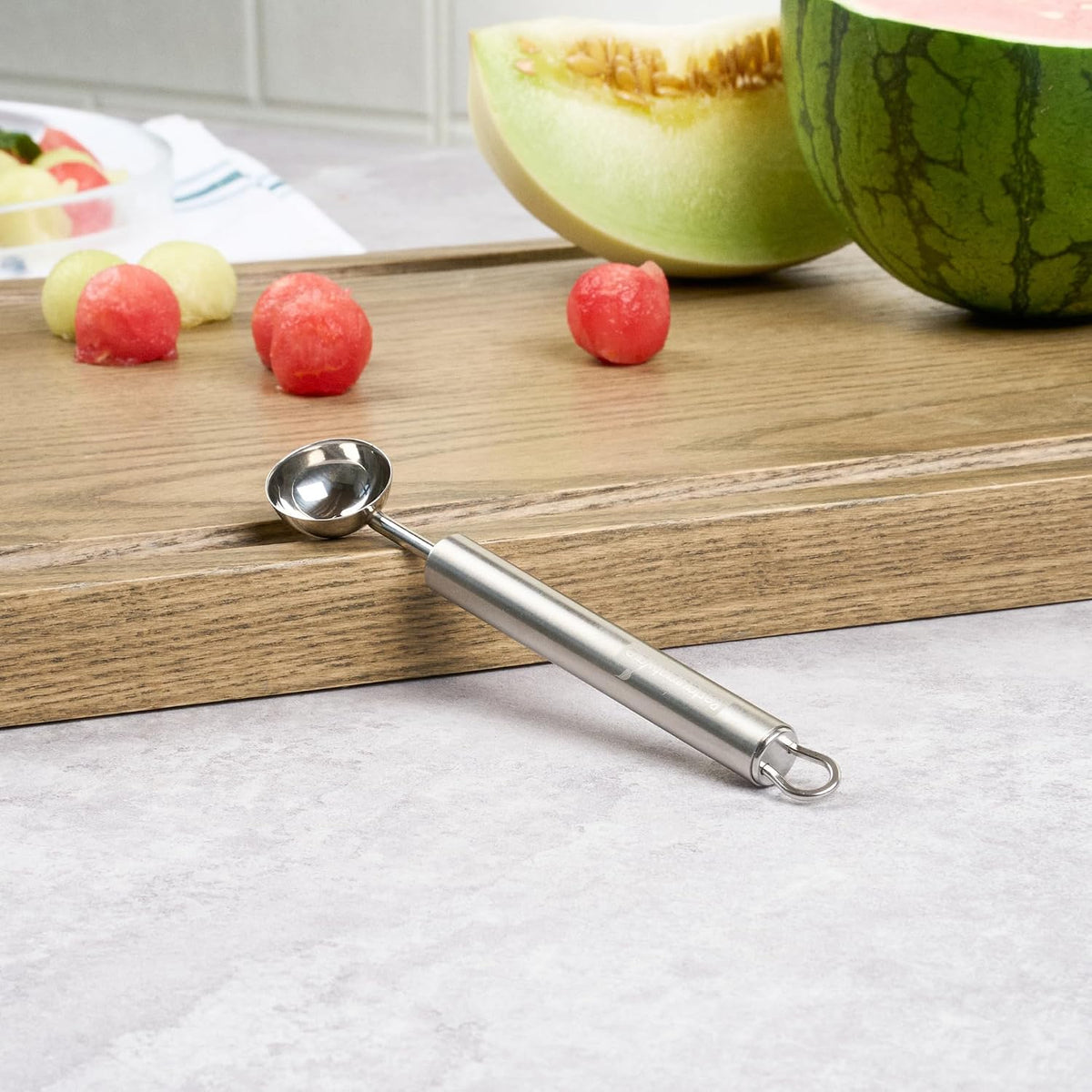 Stainless Steel Melon Baller - 6 Pack - German Standard Fruit Scooper, Ergonomic Grip, Dishwasher Safe - Fruit Baller For Watermelon, Cantaloupe, Butter, DIY Fruit Platter
