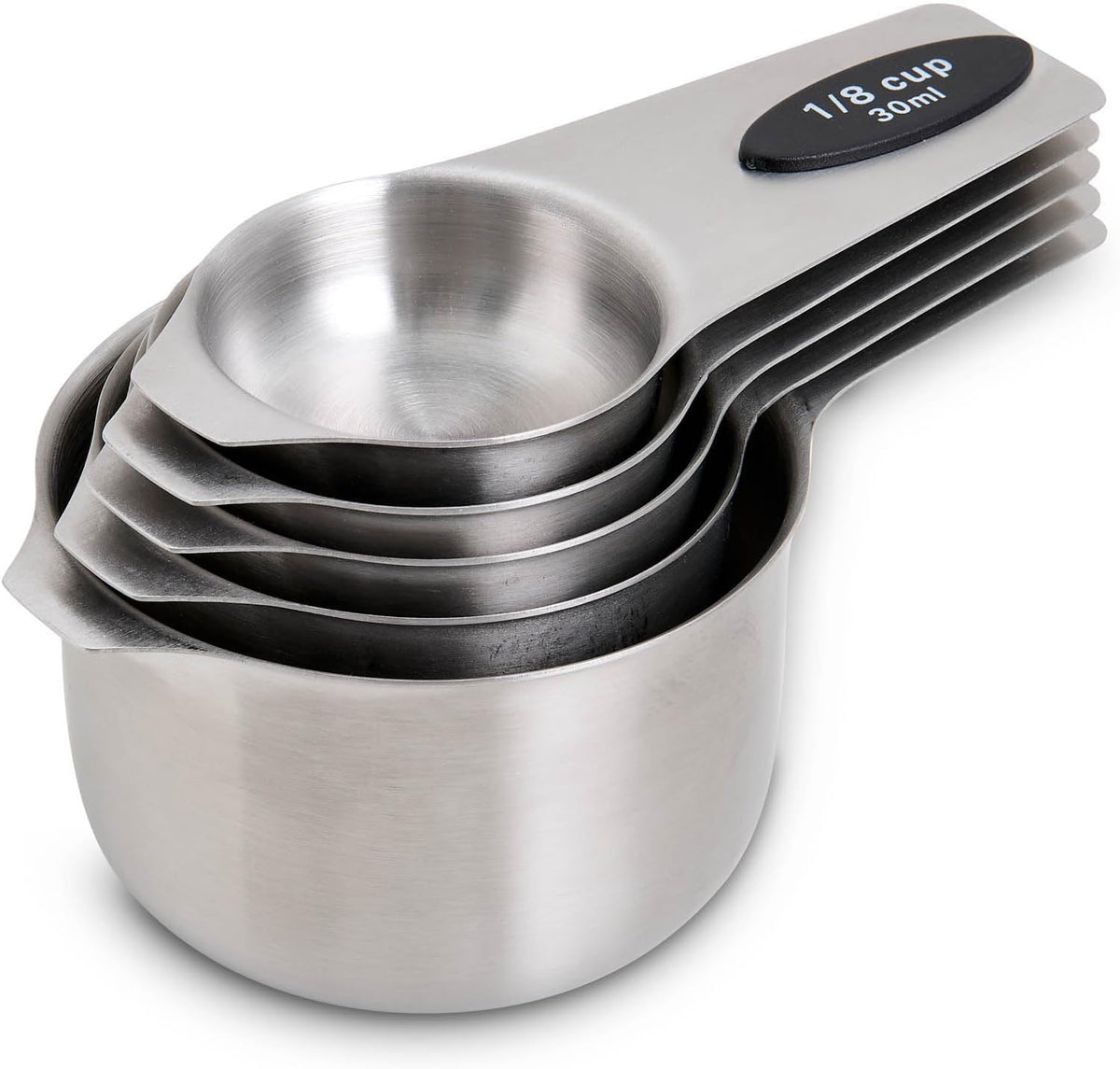 Magnetic Measuring Cups, 18/8 Stainless Steel, 5-Piece Set