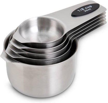 Magnetic Measuring Cups, 18/8 Stainless Steel, 5-Piece Set