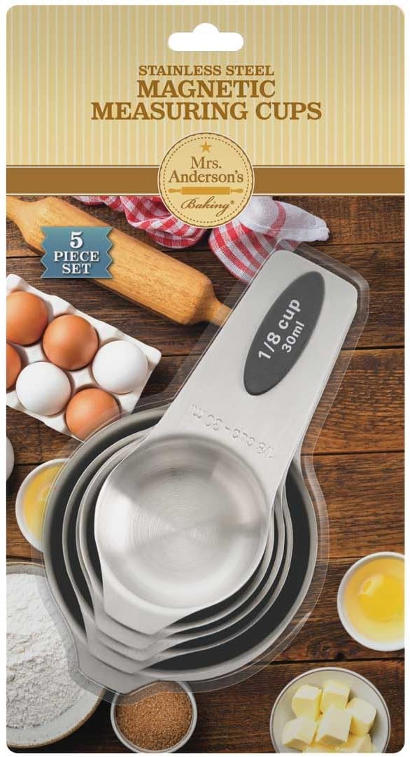 Magnetic Measuring Cups, 18/8 Stainless Steel, 5-Piece Set
