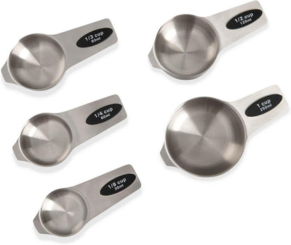 Magnetic Measuring Cups, 18/8 Stainless Steel, 5-Piece Set