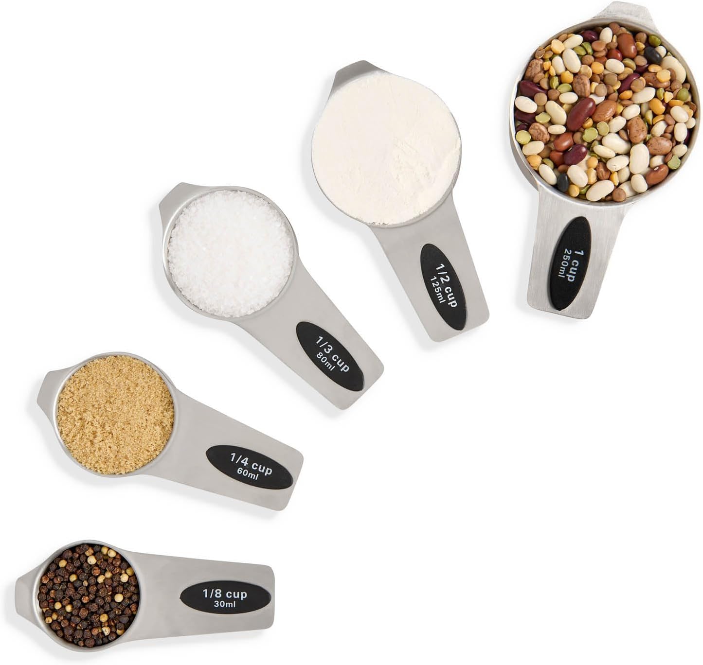 Magnetic Measuring Cups, 18/8 Stainless Steel, 5-Piece Set