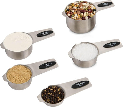 Magnetic Measuring Cups, 18/8 Stainless Steel, 5-Piece Set