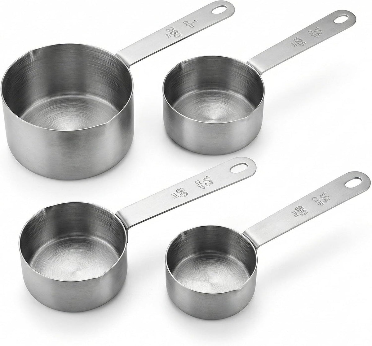 Magnetic Measuring Cups, 18/8 Stainless Steel, 5-Piece Set