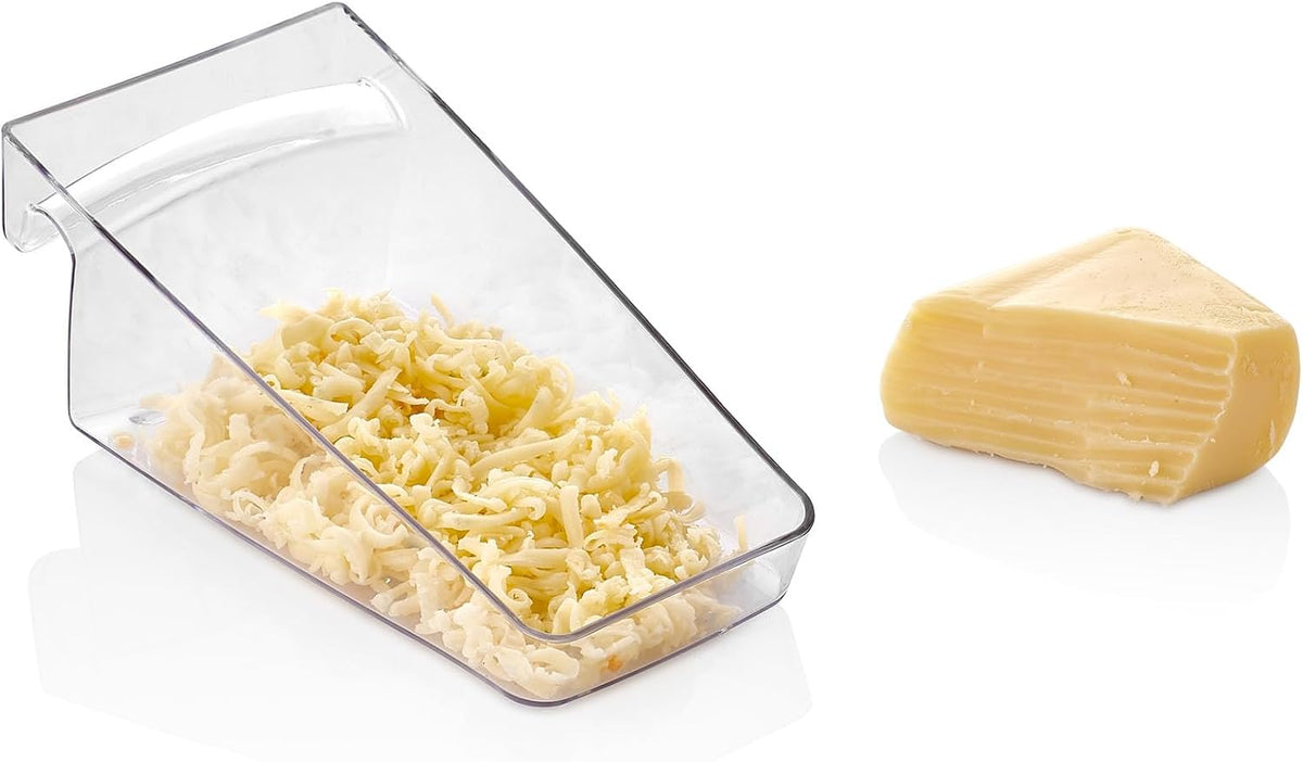 Cheese Grater with Container – Stainless Steel Box Grater with 2 Sided Removable Graters for Fine and Coarse Shredding – Ideal for Cheese, Vegetables, Garlic, and Ginger – Black Grater and Clear Box