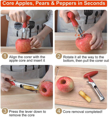 Pineapple Corer & Slicer Tool - Stainless Steel Pineapple Peeler, Easy Core Remover, Eye Removal Tool, Pelador De Pia (Yellow with Measure Marks)