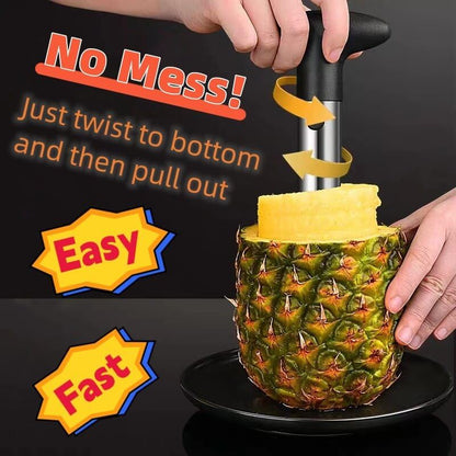 Pineapple Corer & Slicer Tool - Stainless Steel Pineapple Peeler, Easy Core Remover, Eye Removal Tool, Pelador De Pia (Yellow with Measure Marks)