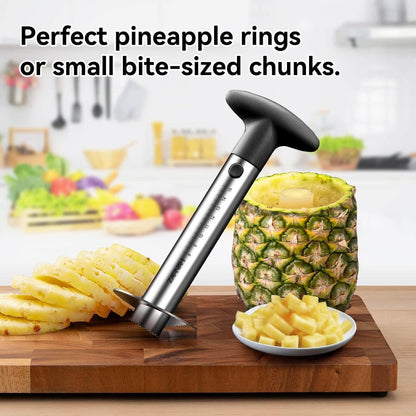 Pineapple Corer & Slicer Tool - Stainless Steel Pineapple Peeler, Easy Core Remover, Eye Removal Tool, Pelador De Pia (Yellow with Measure Marks)