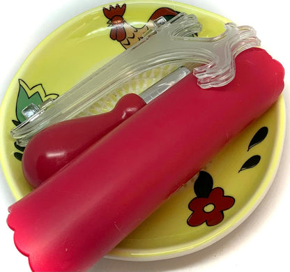 Premium Ceramic Garlic Grater Plate Set - Yellow Rooster | Includes 5.25" Plate, Peeler, Brush, and Stand - For Strawberries, Ginger, Chocolate, Cheese, and more - Make your own puree!