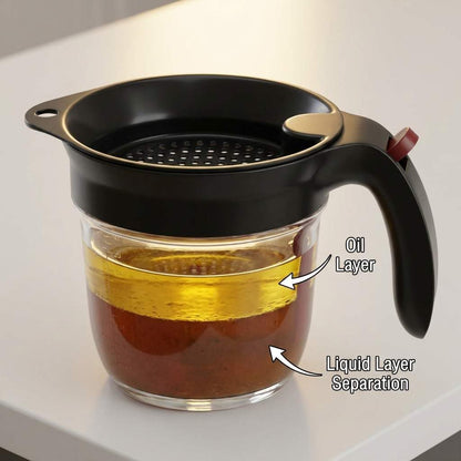 Fat Separator, 4 Cups / 1000 ml Grease Separator with Bottom Release - Soup Oil Separator Measuring Cup for Cooking