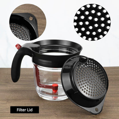 Fat Separator, 4 Cups / 1000 ml Grease Separator with Bottom Release - Soup Oil Separator Measuring Cup for Cooking