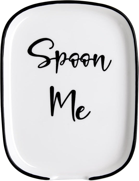 Ceramic Spoon Rest for Stove Top, Large Spoon Holder for Kitchen Counter, White Coffee Spoon Rest, Heat-Resistant Cooking Utensil Rest, Modern Farmhouse Kitchen Décor