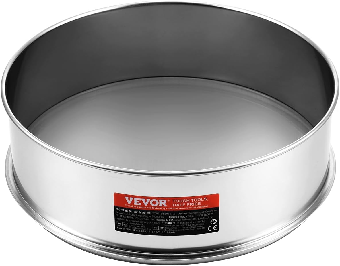 Flour Sieve, 10 Mesh Sifter, 304 Stainless Steel Food-grade Fine Mesh Strainer, Dia. 12.6" for Baking, 5 Sizes Mesh Hole for Mungbean, Rice, Pearl Powder
