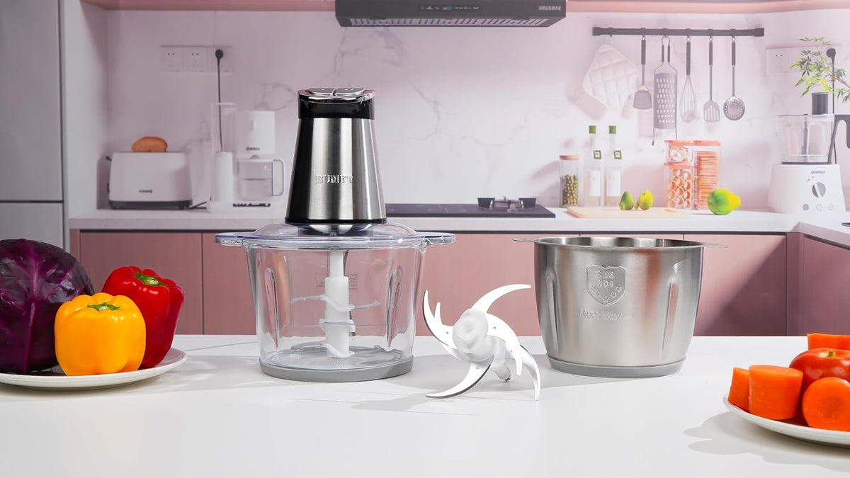 800W 2-12cup Food Chopper LED Timer 3-Tier 6 Blades