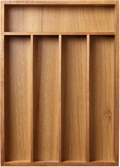 Black Silverware Organizer 10 In Utensil Organizer Silverware Tray for Drawer Cutlery Flatware Organizer for Kitchen Bamboo Wood