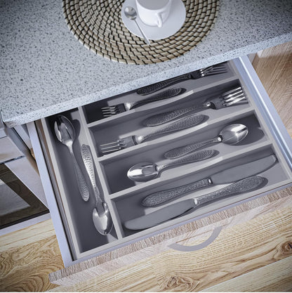 Black Silverware Organizer 10 In Utensil Organizer Silverware Tray for Drawer Cutlery Flatware Organizer for Kitchen Bamboo Wood
