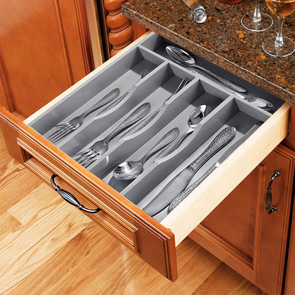 Black Silverware Organizer 10 In Utensil Organizer Silverware Tray for Drawer Cutlery Flatware Organizer for Kitchen Bamboo Wood