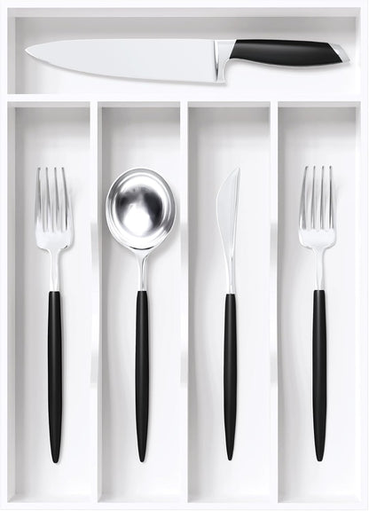Black Silverware Organizer 10 In Utensil Organizer Silverware Tray for Drawer Cutlery Flatware Organizer for Kitchen Bamboo Wood