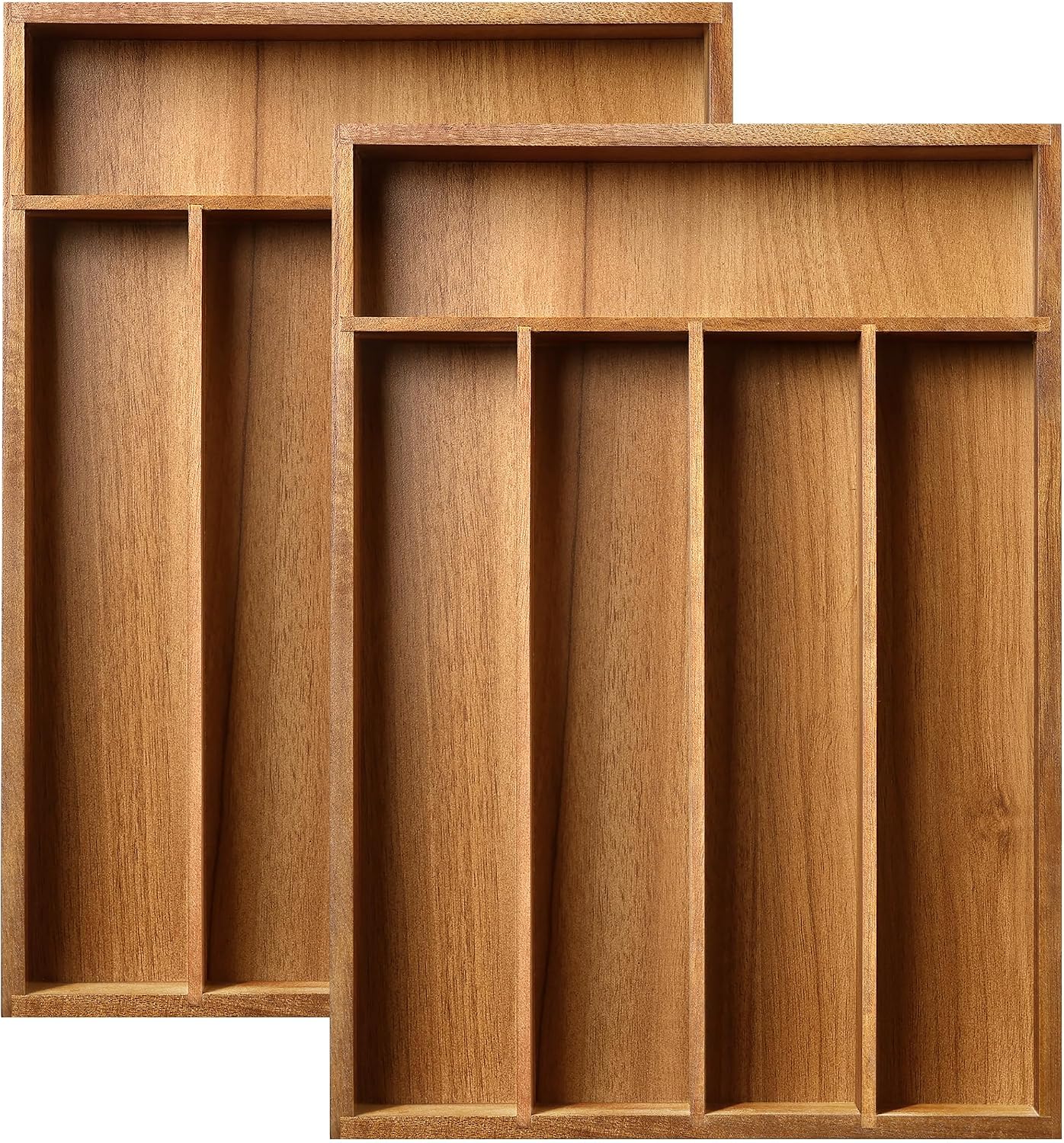 Black Silverware Organizer 10 In Utensil Organizer Silverware Tray for Drawer Cutlery Flatware Organizer for Kitchen Bamboo Wood