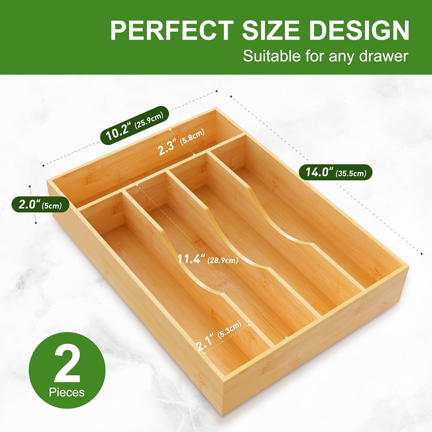 Black Silverware Organizer 10 In Utensil Organizer Silverware Tray for Drawer Cutlery Flatware Organizer for Kitchen Bamboo Wood