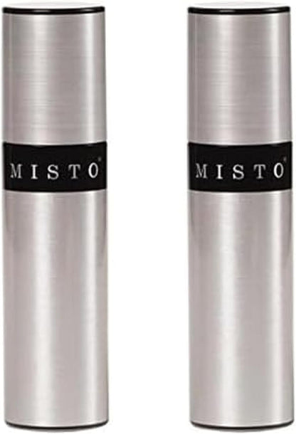 Gourmet Olive Oil Sprayer Set of 2 Aluminum Bottles - Refillable Pump Mister for Cooking, Salads, Grilling - 3.2 oz Each, No Propellants