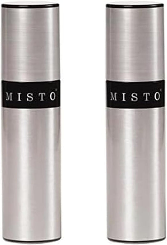 Gourmet Olive Oil Sprayer Set of 2 Aluminum Bottles - Refillable Pump Mister for Cooking, Salads, Grilling - 3.2 oz Each, No Propellants