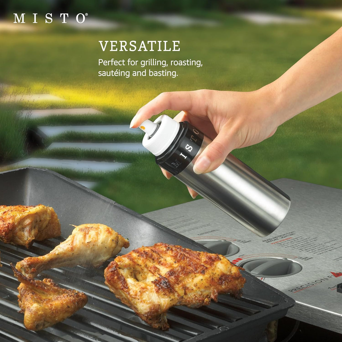Gourmet Olive Oil Sprayer Set of 2 Aluminum Bottles - Refillable Pump Mister for Cooking, Salads, Grilling - 3.2 oz Each, No Propellants