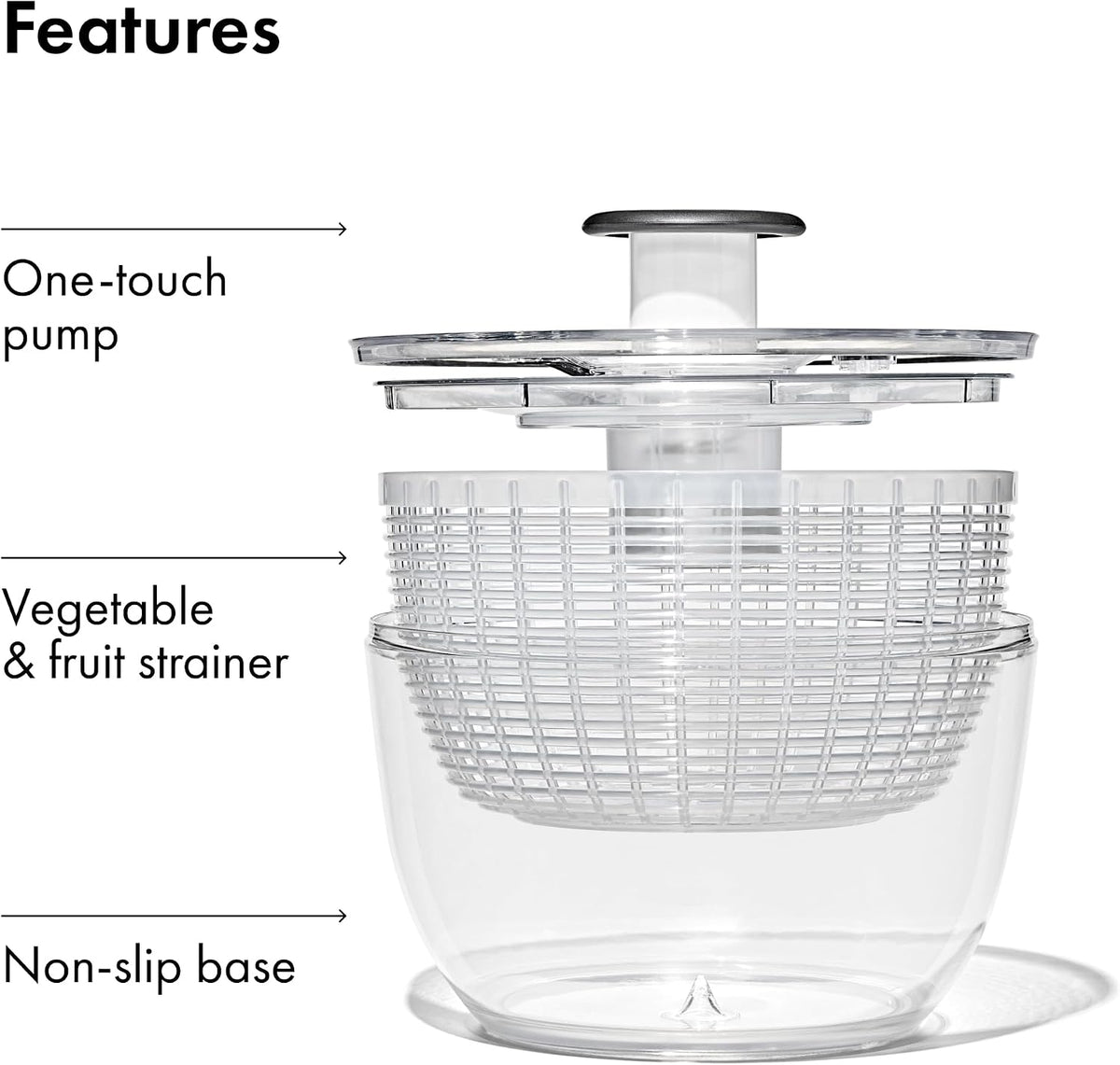 Good Grips 6.22 Qt Salad Spinner, Vegetable Washer with Bowl & Strainer