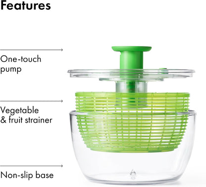 Good Grips 6.22 Qt Salad Spinner, Vegetable Washer with Bowl & Strainer