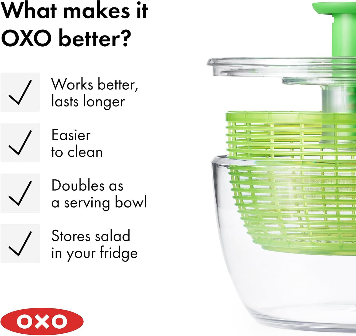 Good Grips 6.22 Qt Salad Spinner, Vegetable Washer with Bowl & Strainer