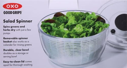 Good Grips 6.22 Qt Salad Spinner, Vegetable Washer with Bowl & Strainer