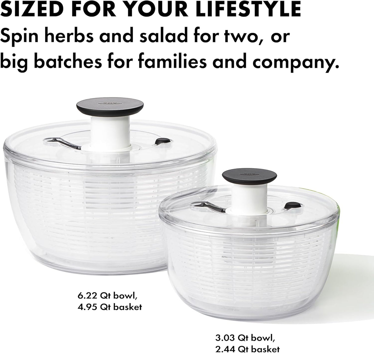 Good Grips 6.22 Qt Salad Spinner, Vegetable Washer with Bowl & Strainer