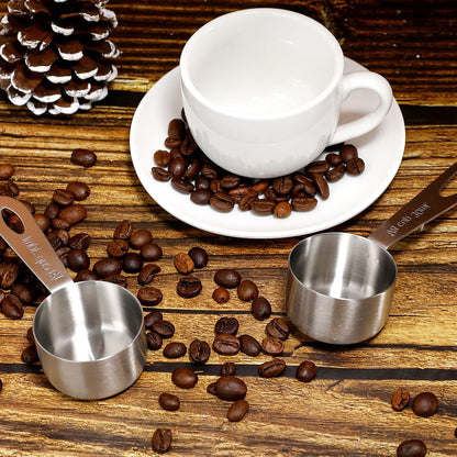 2Pcs 1/8 Cup Measuring Cup, 30ml Scoop, Stainless Steel Measuring Cups, Coffee Scoops, Measuring Scoops for Canisters Tablespoon Measure Spoon, Short Handle Cooking Measuring Scoop(30ML)