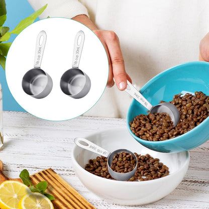 2Pcs 1/8 Cup Measuring Cup, 30ml Scoop, Stainless Steel Measuring Cups, Coffee Scoops, Measuring Scoops for Canisters Tablespoon Measure Spoon, Short Handle Cooking Measuring Scoop(30ML)
