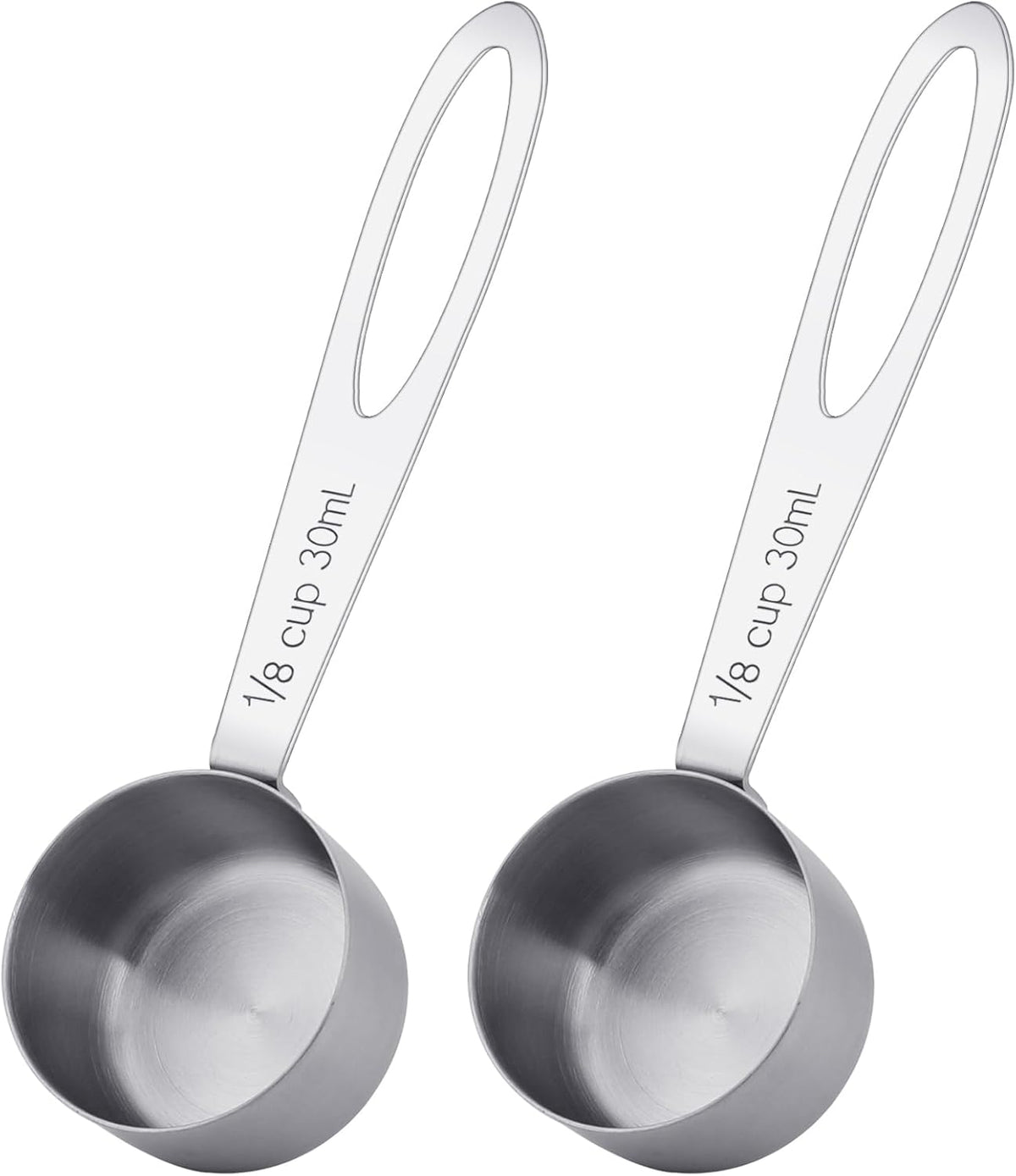 2Pcs 1/8 Cup Measuring Cup, 30ml Scoop, Stainless Steel Measuring Cups, Coffee Scoops, Measuring Scoops for Canisters Tablespoon Measure Spoon, Short Handle Cooking Measuring Scoop(30ML)