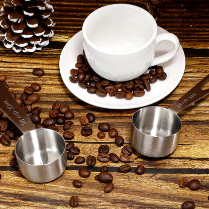 2Pcs 1/8 Cup Measuring Cup, 30ml Scoop, Stainless Steel Measuring Cups, Coffee Scoops, Measuring Scoops for Canisters Tablespoon Measure Spoon, Short Handle Cooking Measuring Scoop(30ML)