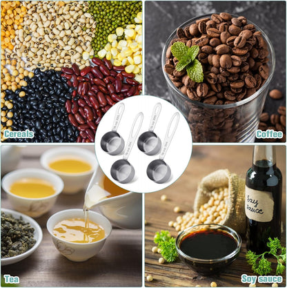 2Pcs 1/8 Cup Measuring Cup, 30ml Scoop, Stainless Steel Measuring Cups, Coffee Scoops, Measuring Scoops for Canisters Tablespoon Measure Spoon, Short Handle Cooking Measuring Scoop(30ML)