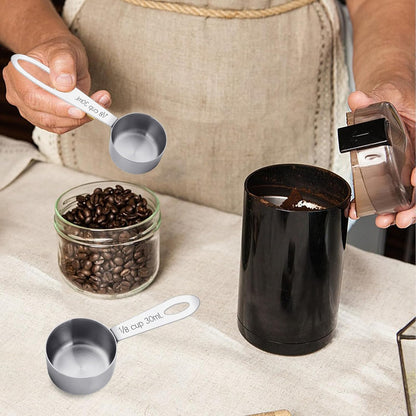 2Pcs 1/8 Cup Measuring Cup, 30ml Scoop, Stainless Steel Measuring Cups, Coffee Scoops, Measuring Scoops for Canisters Tablespoon Measure Spoon, Short Handle Cooking Measuring Scoop(30ML)