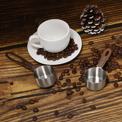 2Pcs 1/8 Cup Measuring Cup, 30ml Scoop, Stainless Steel Measuring Cups, Coffee Scoops, Measuring Scoops for Canisters Tablespoon Measure Spoon, Short Handle Cooking Measuring Scoop(30ML)