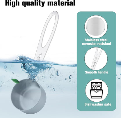 2Pcs 1/8 Cup Measuring Cup, 30ml Scoop, Stainless Steel Measuring Cups, Coffee Scoops, Measuring Scoops for Canisters Tablespoon Measure Spoon, Short Handle Cooking Measuring Scoop(30ML)