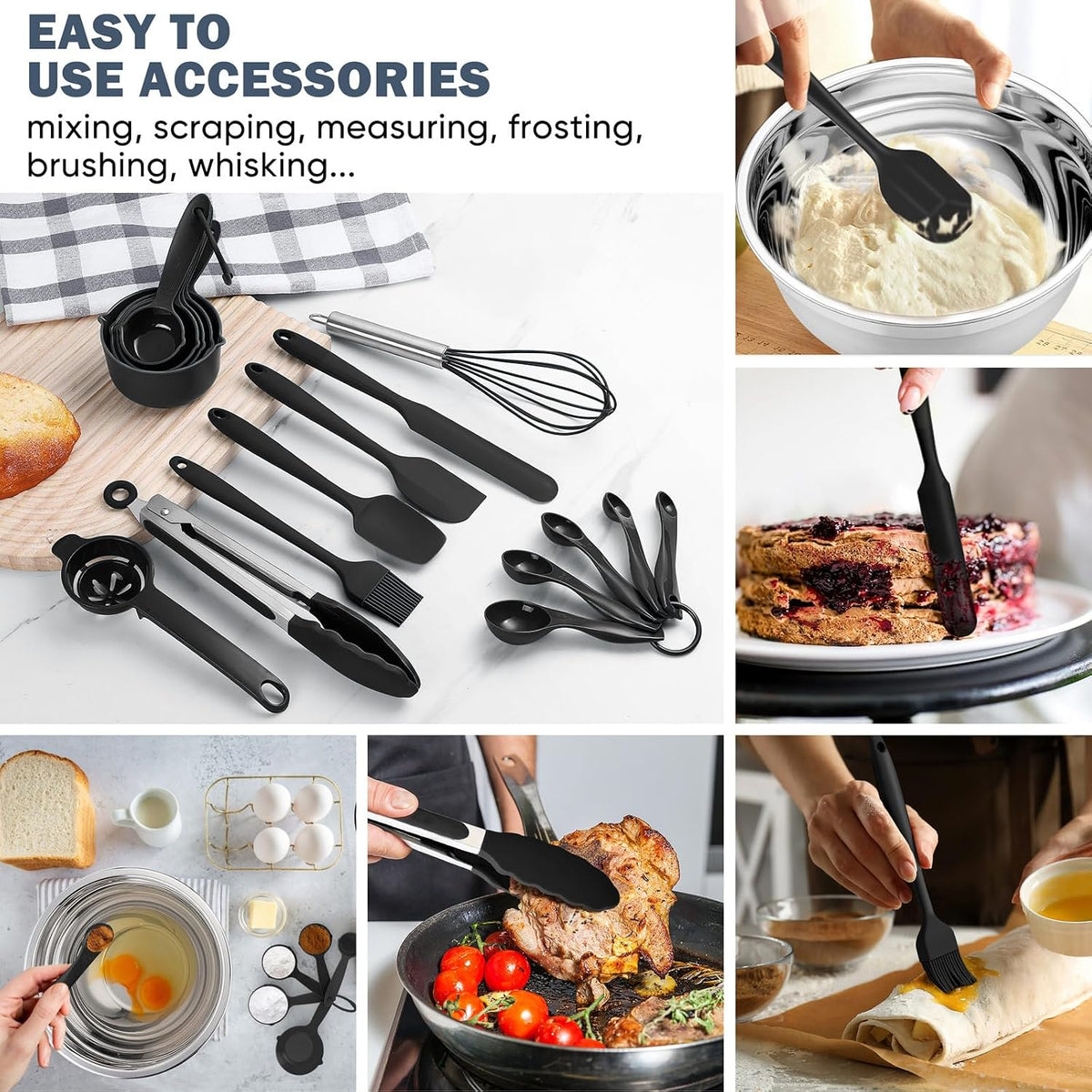 25PCS Mixing Bowls with Lid Set, Stainless Steel Nesting Prep Bowls with Grater Attachments Non-Slip Bottoms for Cooking, Baking, Serving, Food Storage, 4.6/2.6/2/1.5/1/0.7QT - Blue