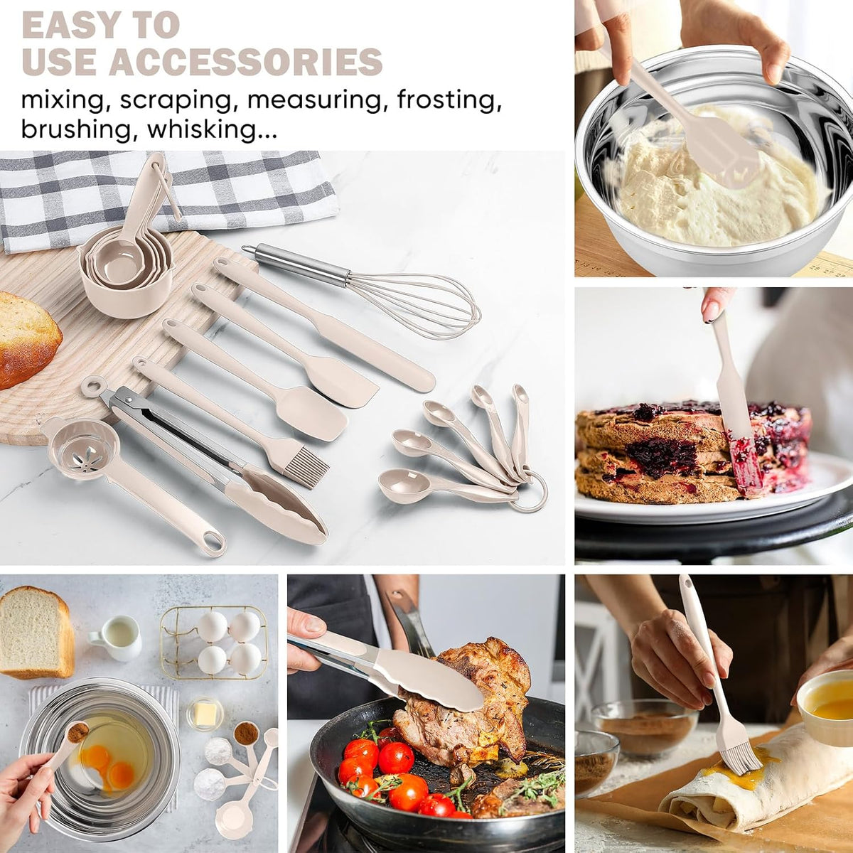 25PCS Mixing Bowls with Lid Set, Stainless Steel Nesting Prep Bowls with Grater Attachments Non-Slip Bottoms for Cooking, Baking, Serving, Food Storage, 4.6/2.6/2/1.5/1/0.7QT - Blue