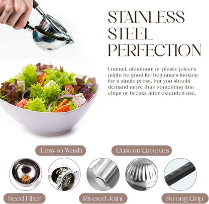 Metal Lemon Squeezer, Stainless Steel Citrus Juicer, white