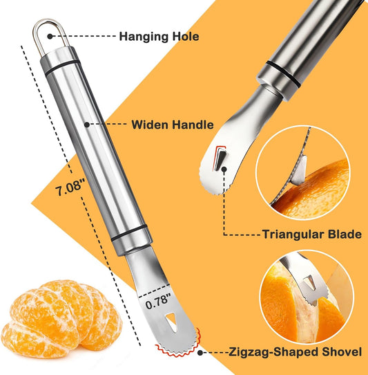 Stainless Steel Orange Peeler – Triangular & Serrated Blade Citrus Peeler
