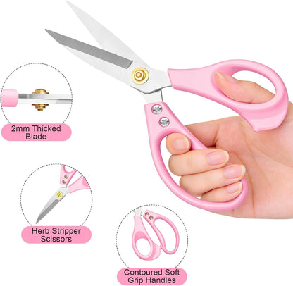 All Purpose Kitchen Scissors, Kitchen Shears Heavy Duty - Dishwasher Safe Food Scissors- Multipurpose Cooking Shears for Meat Poultry Food, Herbs, and Fish, Comfort Grip Handles, Pink