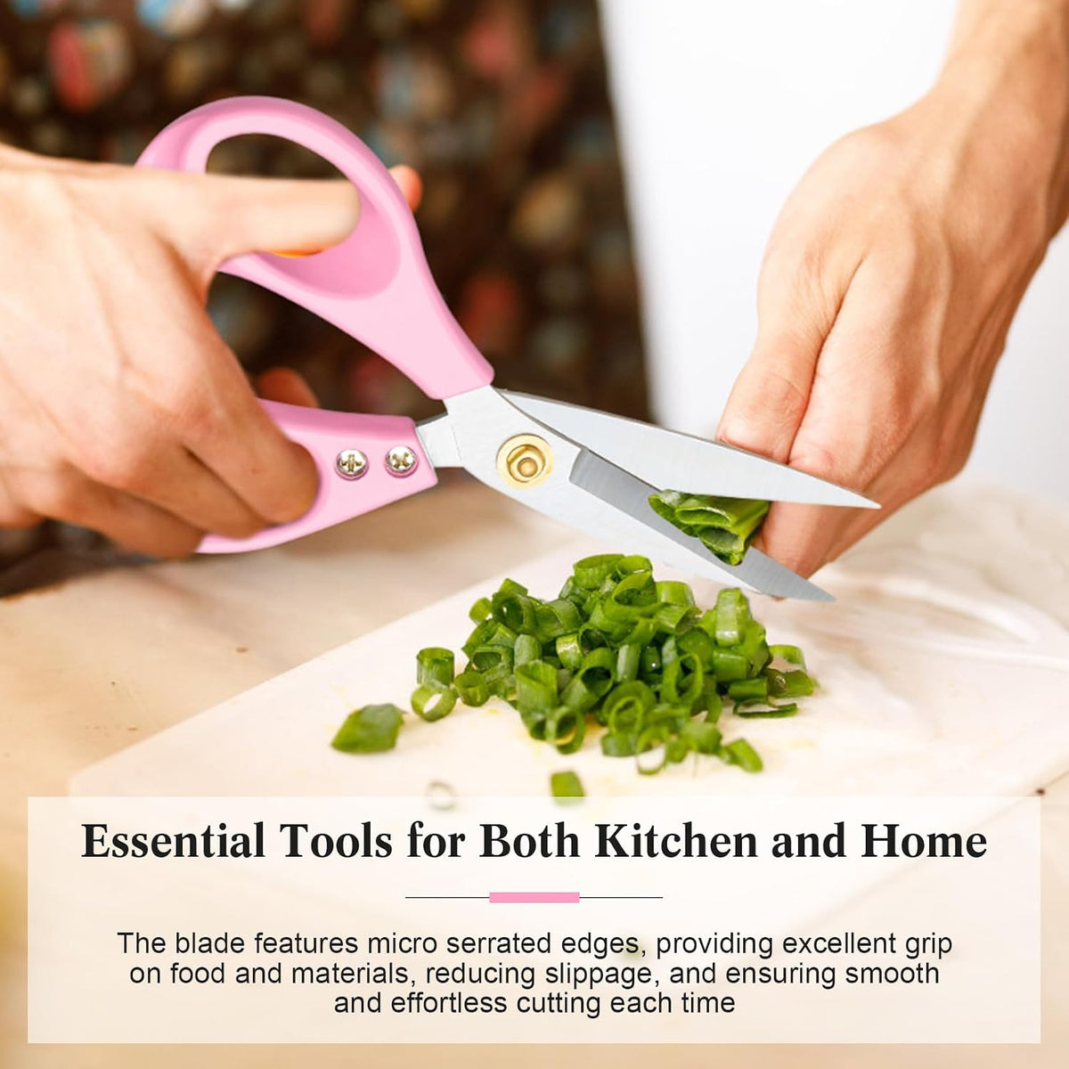 All Purpose Kitchen Scissors, Kitchen Shears Heavy Duty - Dishwasher Safe Food Scissors- Multipurpose Cooking Shears for Meat Poultry Food, Herbs, and Fish, Comfort Grip Handles, Pink