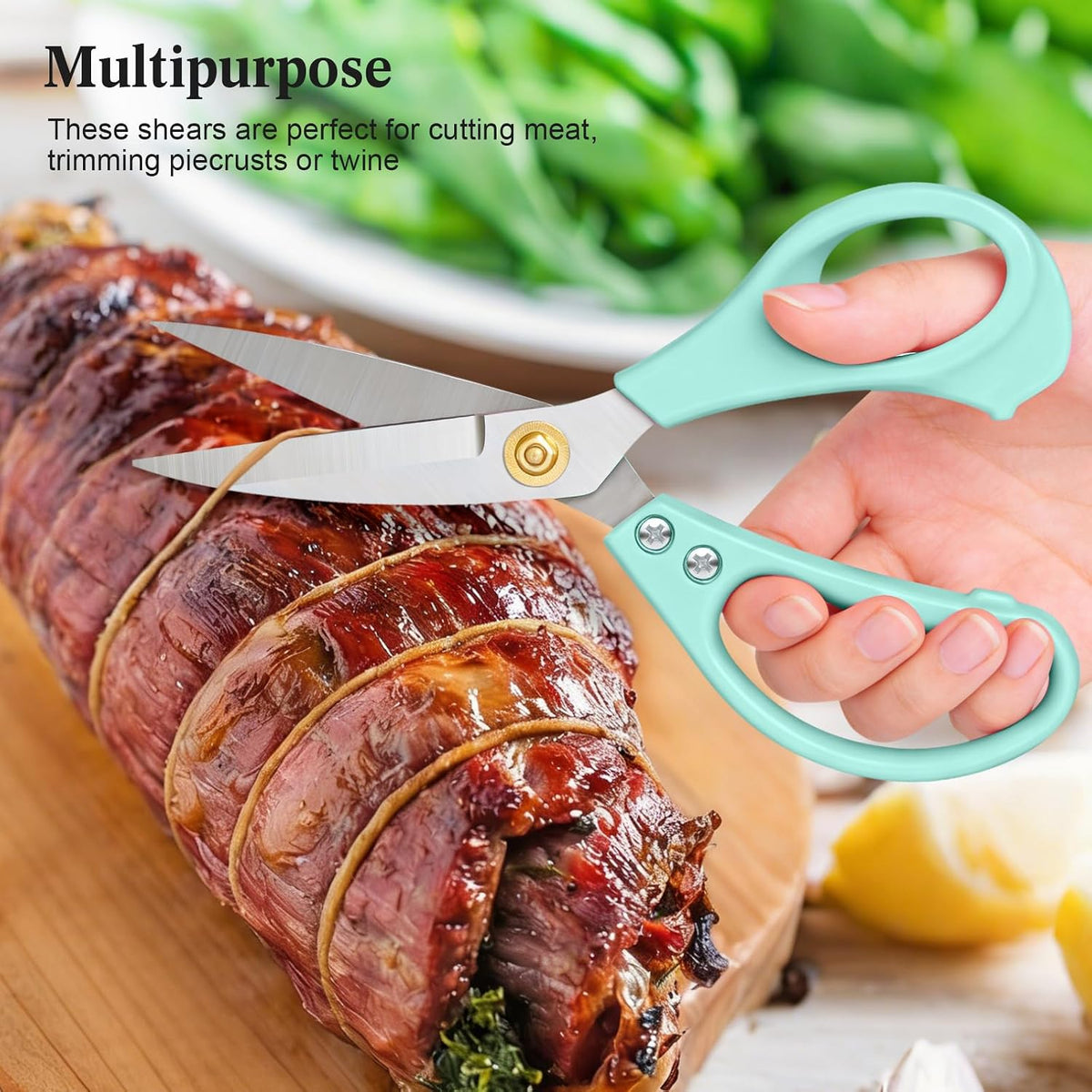 All Purpose Kitchen Scissors, Kitchen Shears Heavy Duty - Dishwasher Safe Food Scissors- Multipurpose Cooking Shears for Meat Poultry Food, Herbs, and Fish, Comfort Grip Handles, Pink