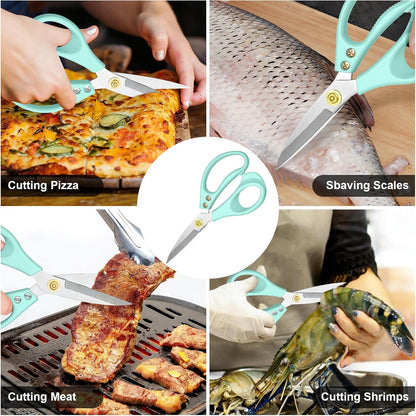 All Purpose Kitchen Scissors, Kitchen Shears Heavy Duty - Dishwasher Safe Food Scissors- Multipurpose Cooking Shears for Meat Poultry Food, Herbs, and Fish, Comfort Grip Handles, Pink