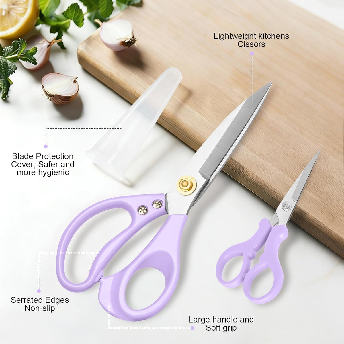 All Purpose Kitchen Scissors, Kitchen Shears Heavy Duty - Dishwasher Safe Food Scissors- Multipurpose Cooking Shears for Meat Poultry Food, Herbs, and Fish, Comfort Grip Handles, Pink