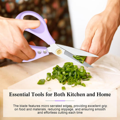 All Purpose Kitchen Scissors, Kitchen Shears Heavy Duty - Dishwasher Safe Food Scissors- Multipurpose Cooking Shears for Meat Poultry Food, Herbs, and Fish, Comfort Grip Handles, Pink